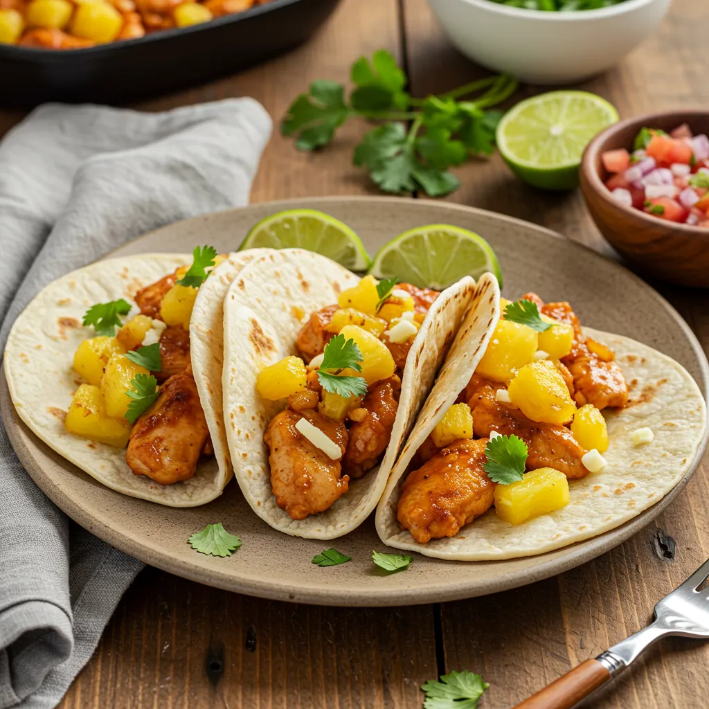 BEST RECIPE for One-Pan Chicken and Pineapple Tacos - tertiary view